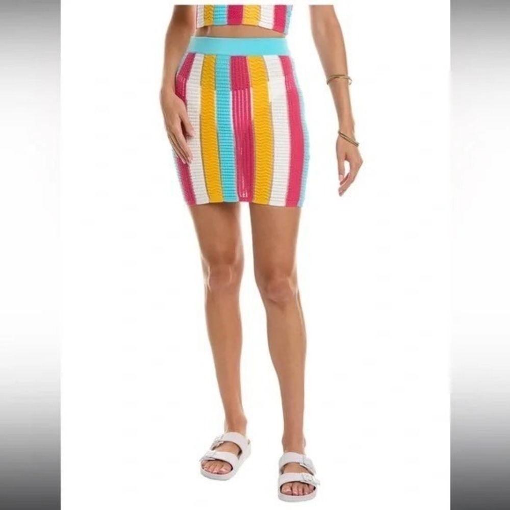 Solid & Striped The Rosie Skirt Multi Stripe Knit Mini Coastal Medium New NWT‎
